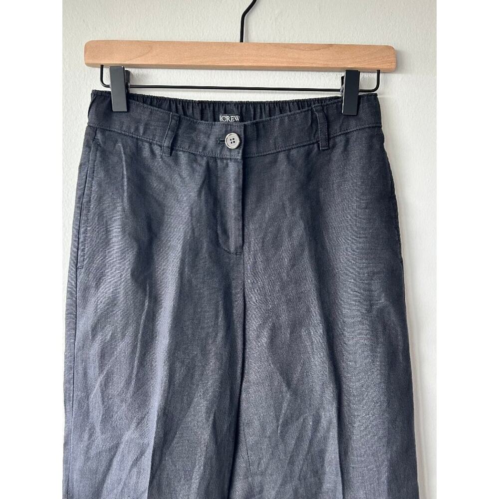 J.Crew Re-Imagined 100% Linen Wide Leg Cropped Pants Black XSP Petite - Picture 3 of 11